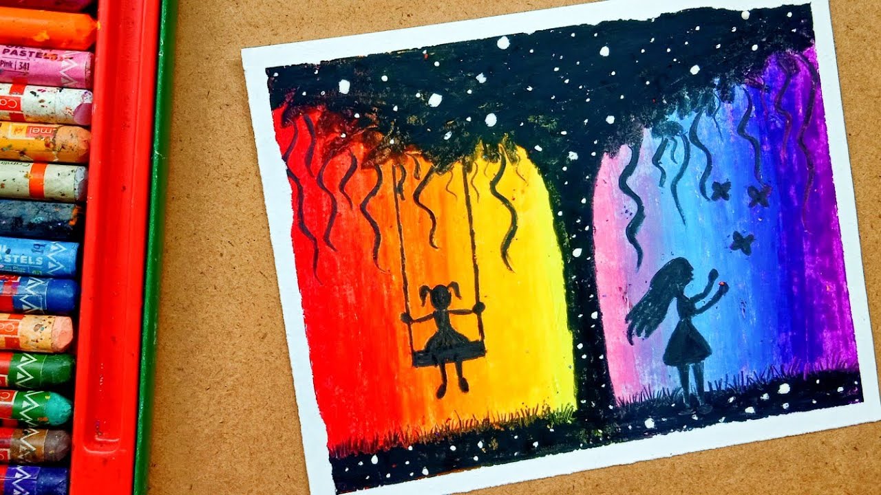 Scenery with Oil Pastels Tutorial - Monika Manekar Arts