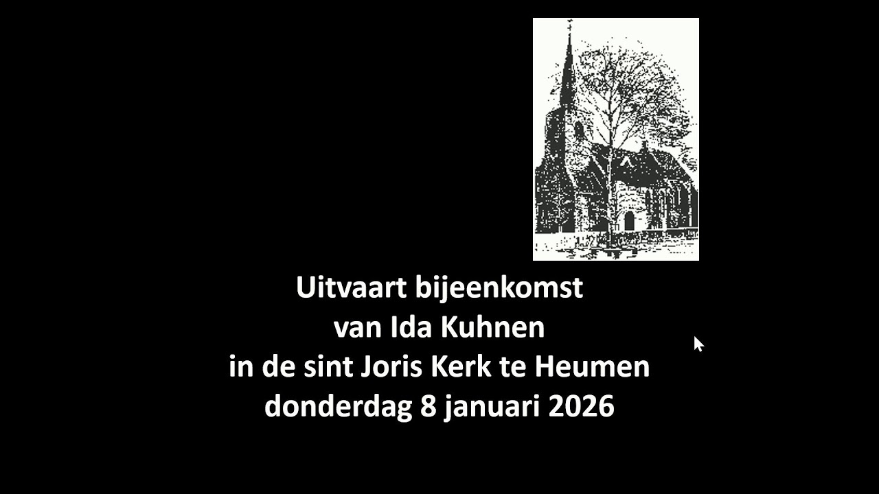 Joriskerk Heumen donderdag 8 januari 2026 - Uitvaart van mevr. Ida Kuhnen - van IJzendoorn