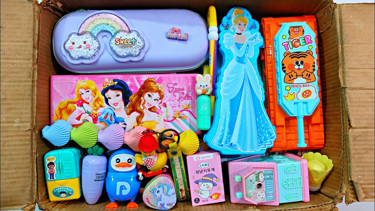 Huge Fancy Stationery Collection, Key Chain, Pencil Box, Highlighter, Sharpener, Eraser Pouch, Pen 