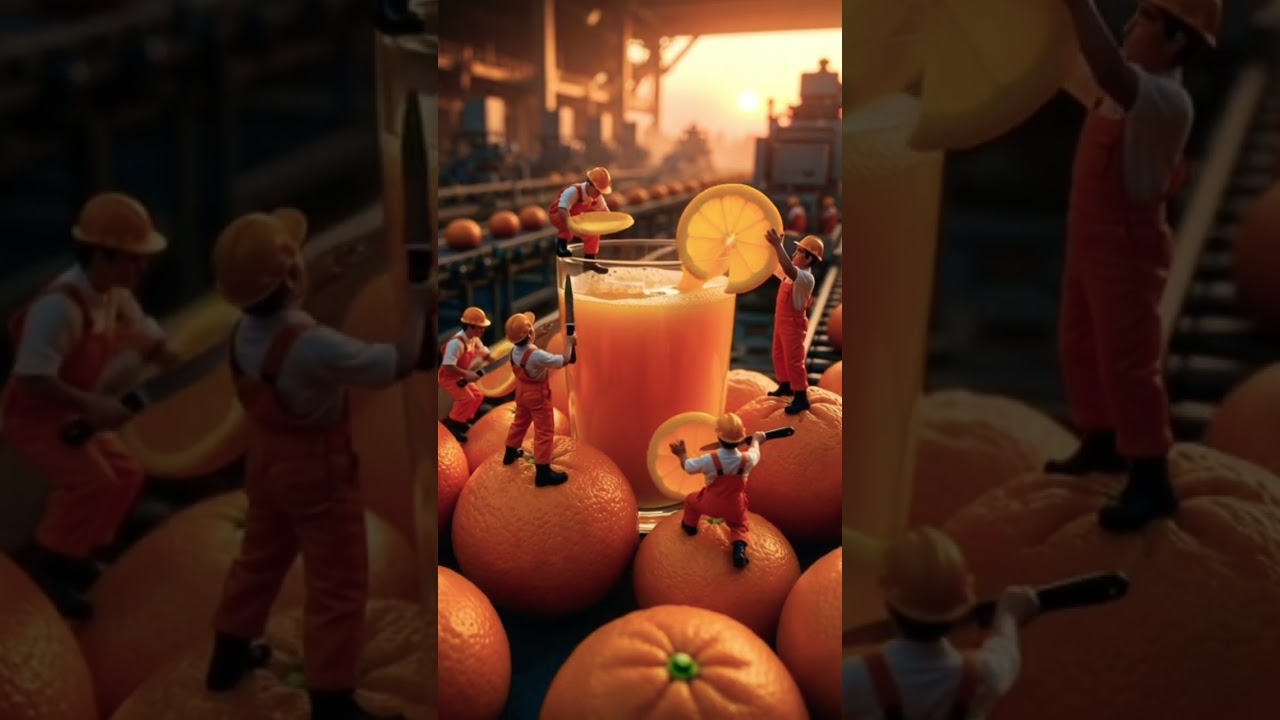 Title: Tiny Workers, Big Orange Juice 