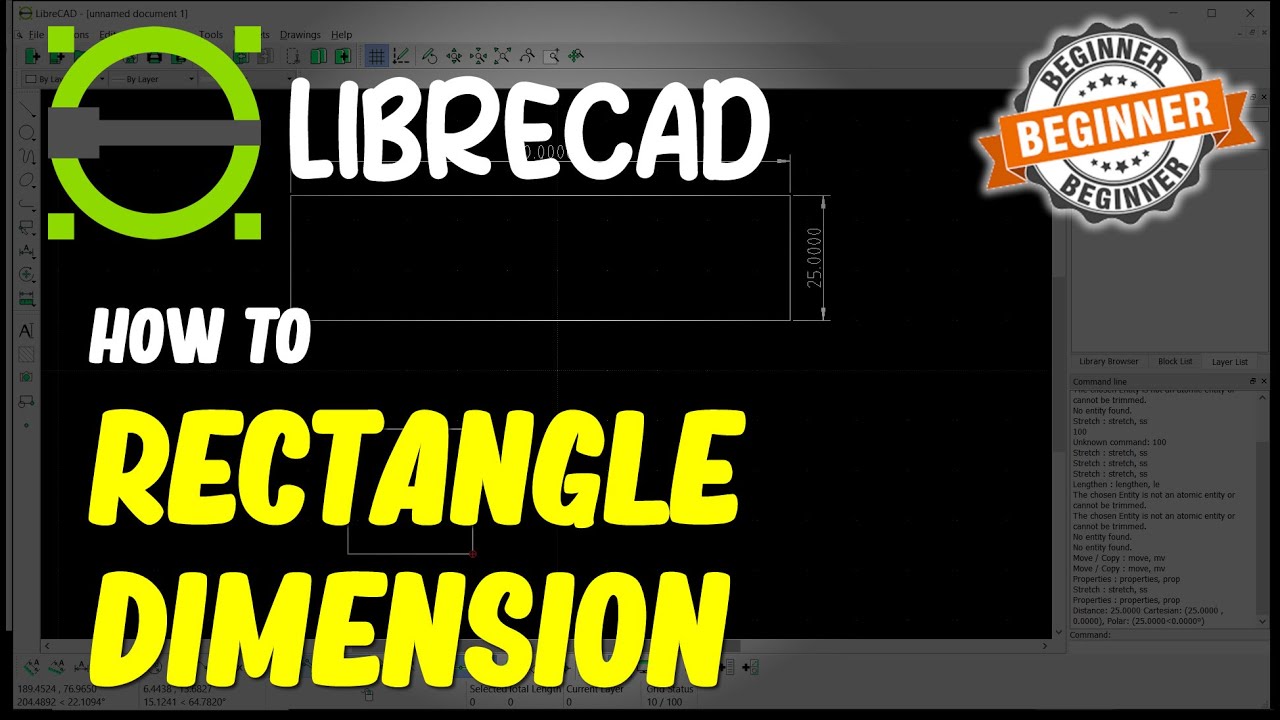LibreCAD How To Rectangle Dimension