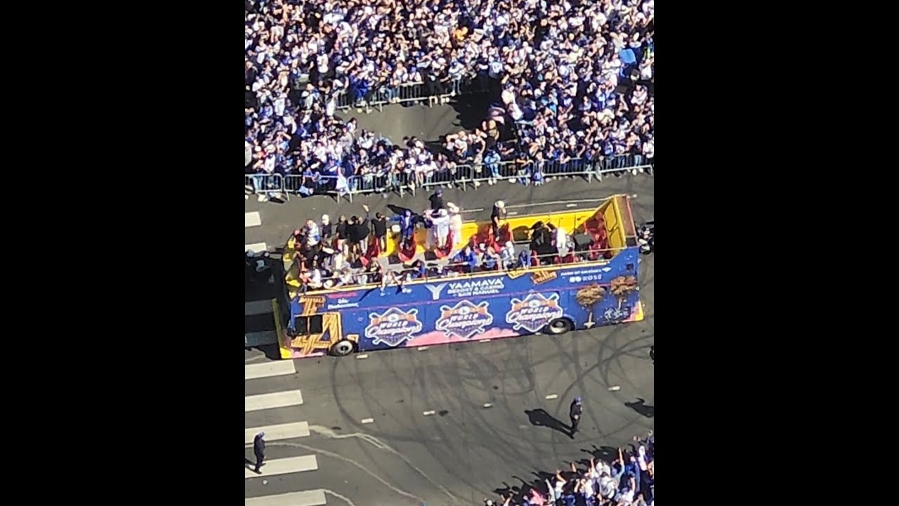 Los Angeles Dodgers Parade downtown LA at 5th & Flower
