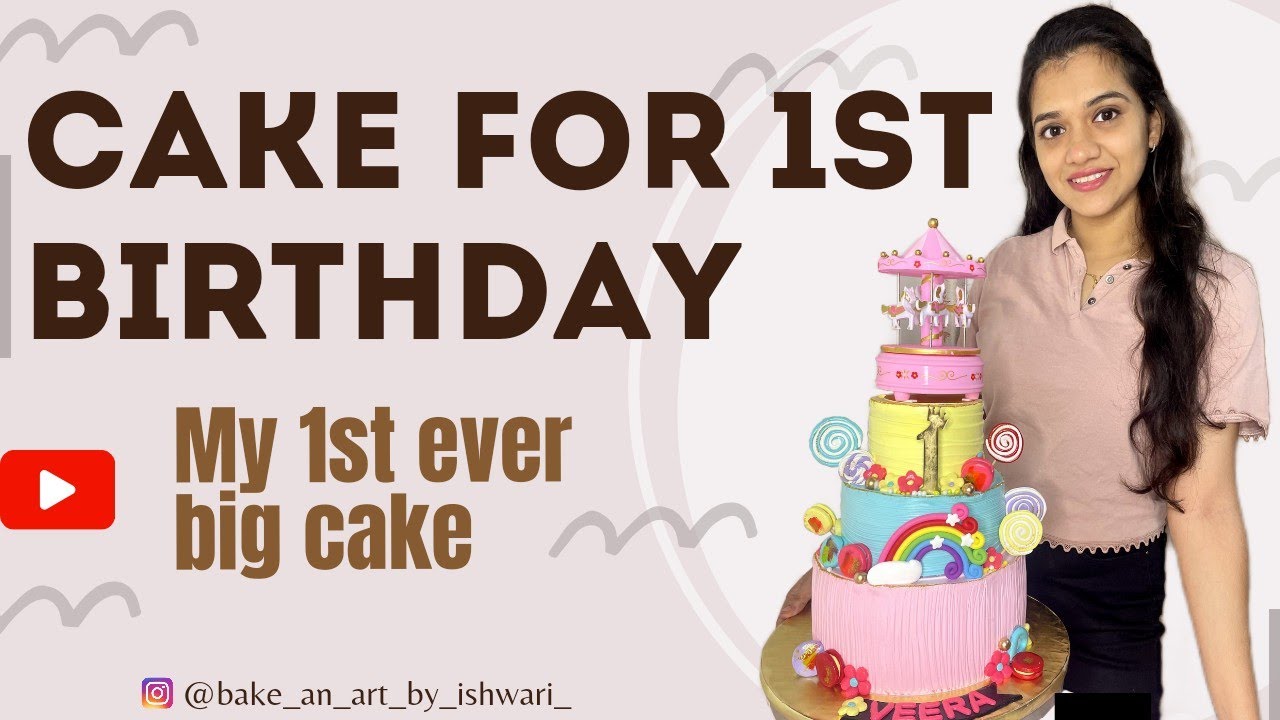 ✨ Cake for 1st Birthday | Detailed video with knowledge | 3 layer cake | Decent cake decoration ✨