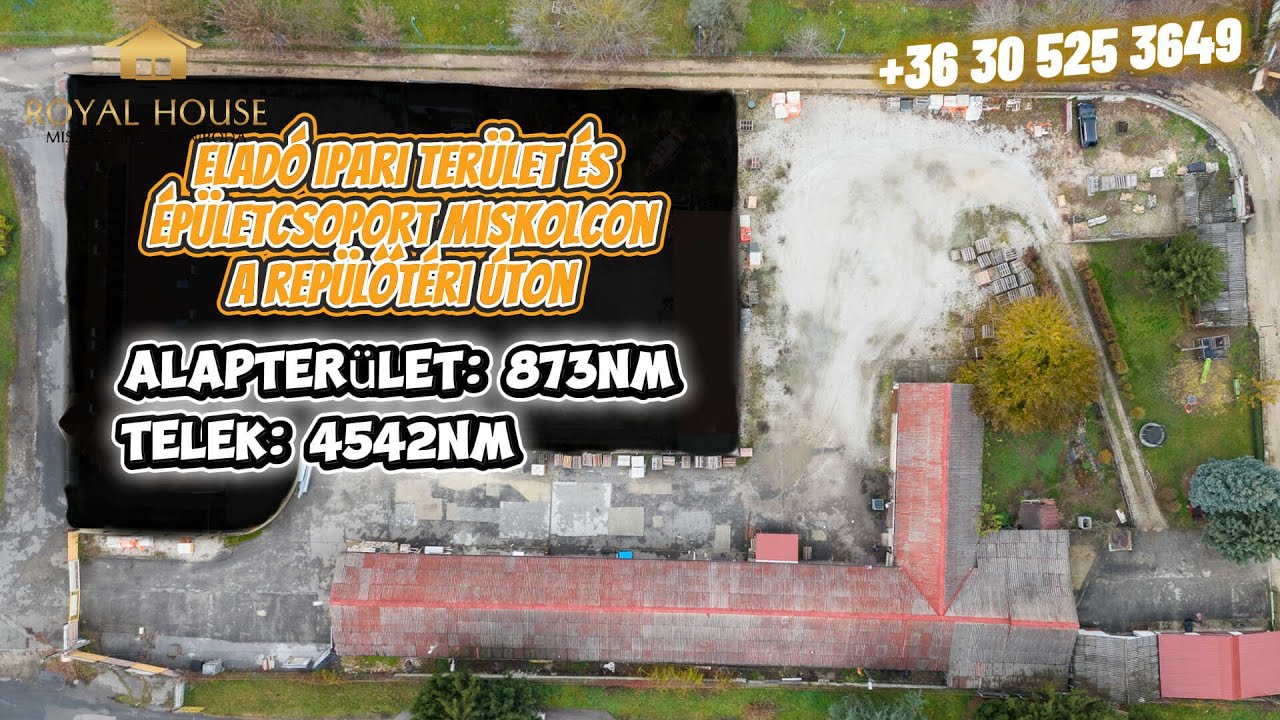 Eladó egy 4542 m2-es telken elhelyezkedő 873 m2-es épületcsoport Miskolc IPARI TERÜLETÉN!