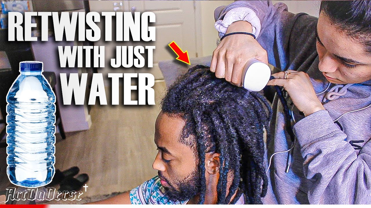 JUST WATER Dreadlock Re- twist Transformation + DOUBLE BRAIDS HAIRSTYLE