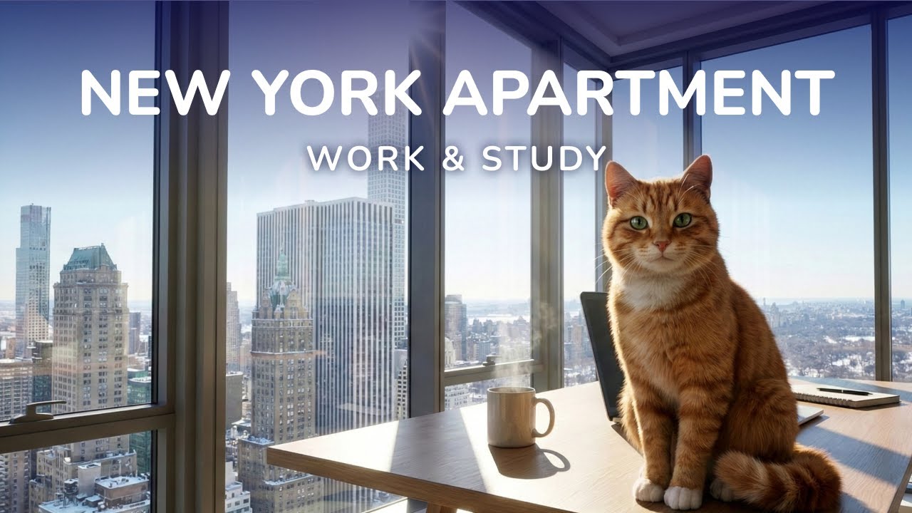 Luxury New York Apartment 🏙️ Snowy Day & Lofi for Deep Work & Study