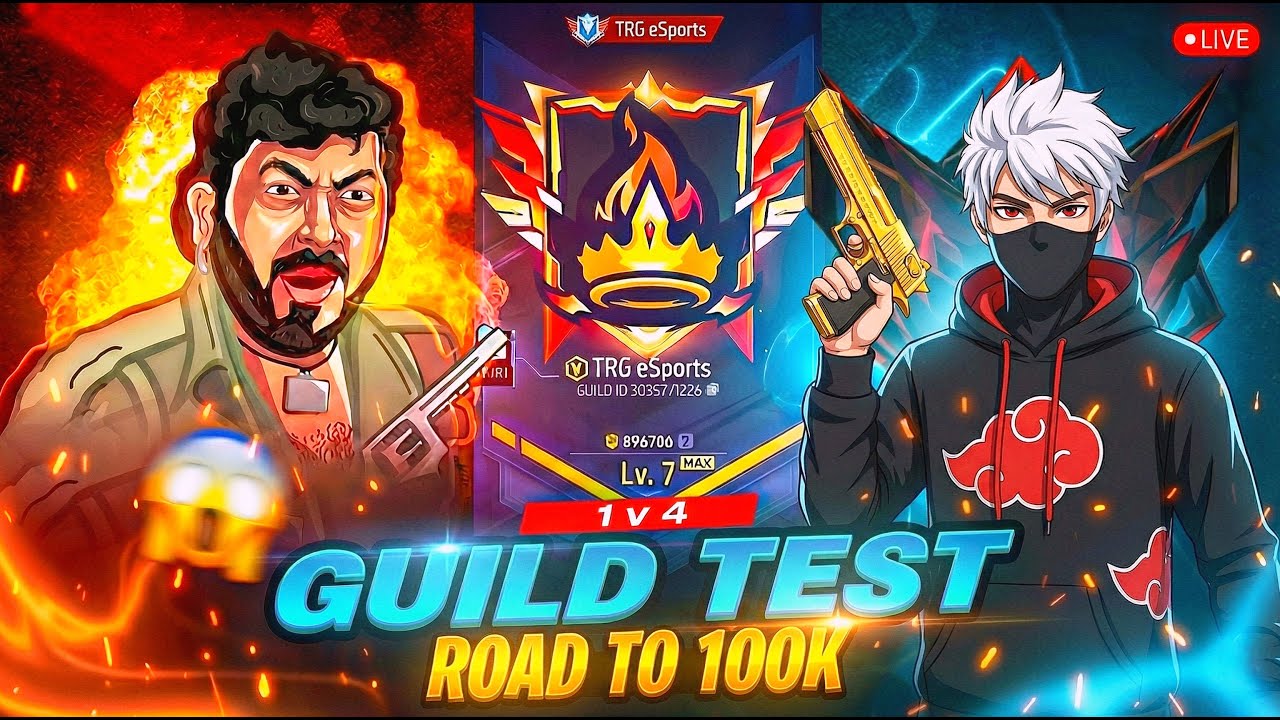 FF LIVE TOP 1 GUILD TEST 1 VS 4 | ROAD TO 100K ON LIVE | LIVE GUILD TESTING#fflive #girllive #ffgirl