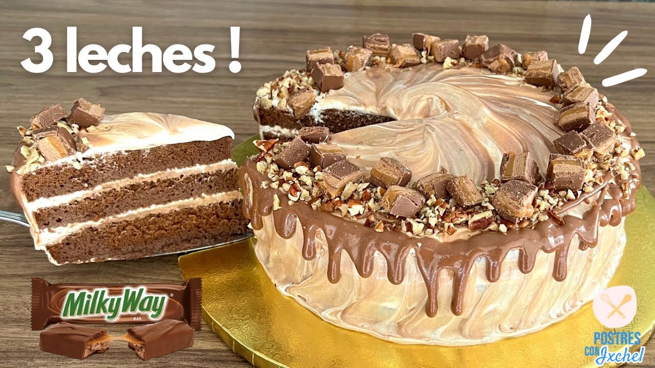 PASTEL 3 LECHES MILKY WAY Y QUESO CREMA | PAN ESPONJA DE CHOCOLATE | POSTRES CON IXCHEL