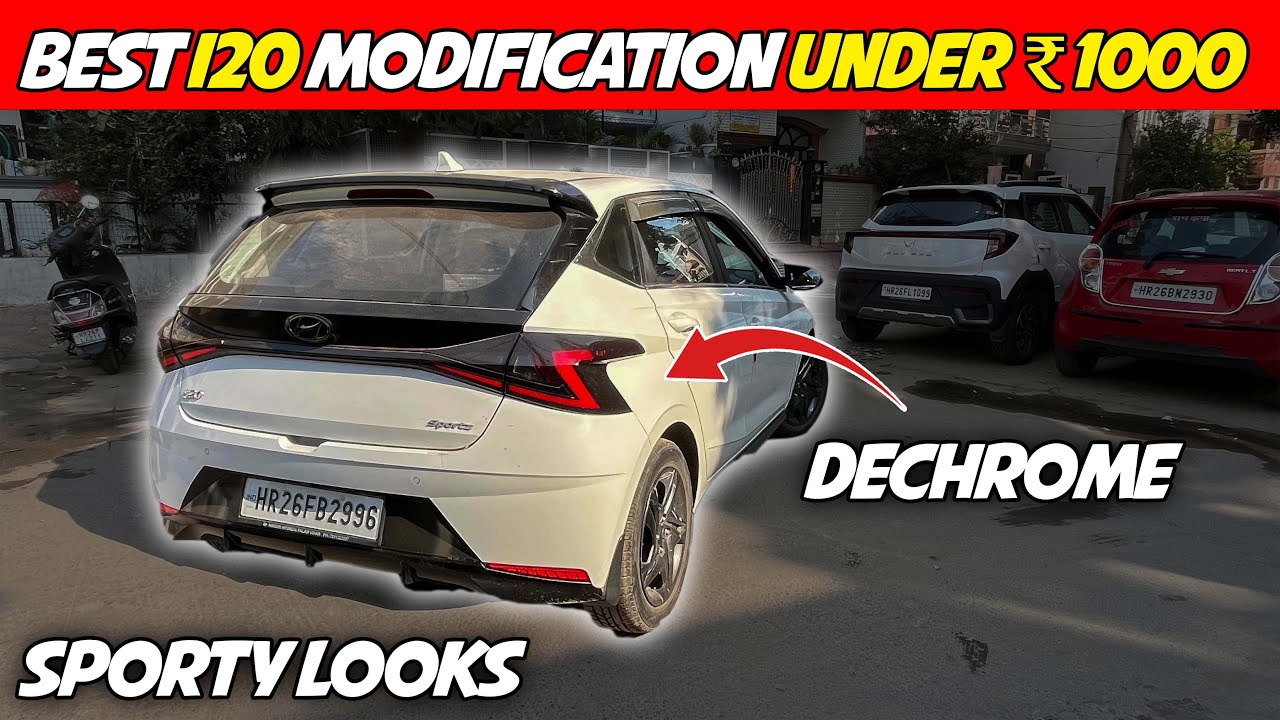 BEST i20 MODIFICATION UNDER ₹1000👍🏻| Dechrome ♠️| Smoked Lights😍| Bumper Wrap👌🏻|TURBOHOUSE