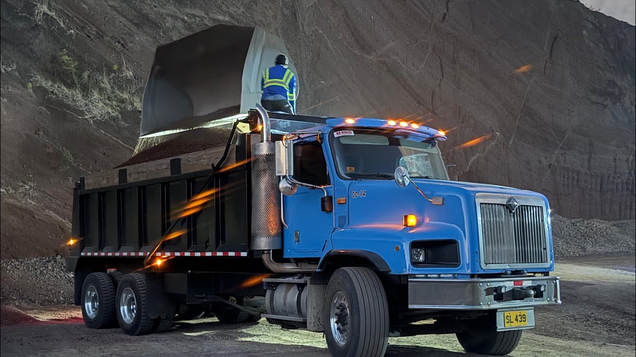 Trucks leaving MT RUSH quarry grenada🇬🇩(loud engine brakes