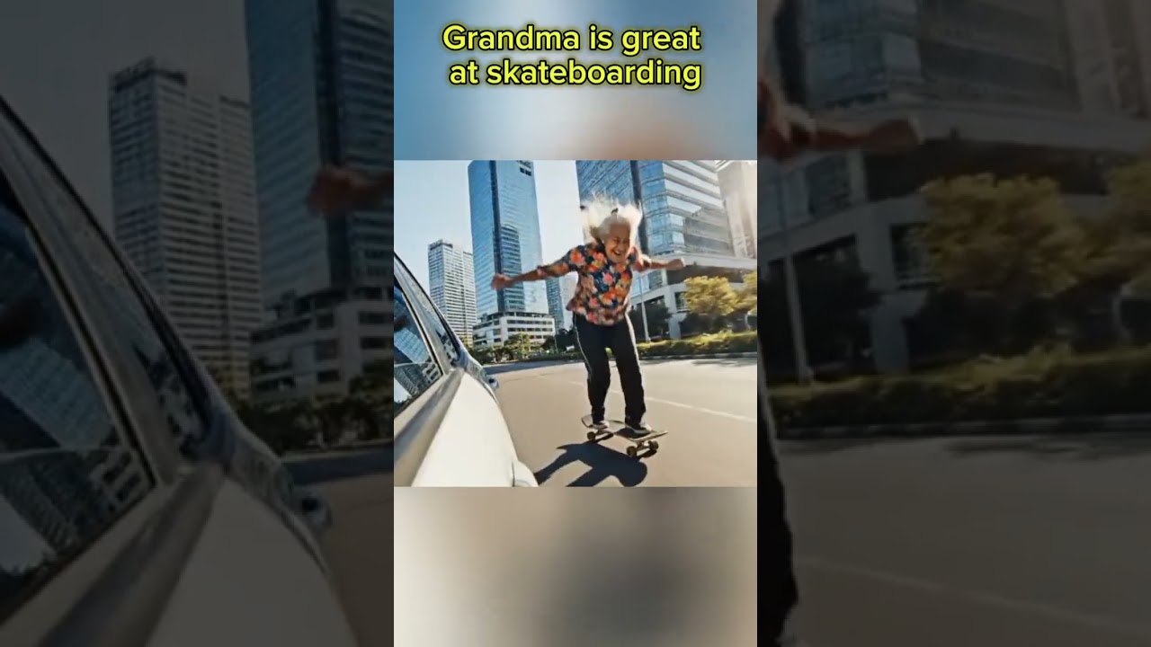 Grandma turns out to be good at skateboarding😁#shorts #FunnyContent #AI #LOL #ViralVideo #FYP