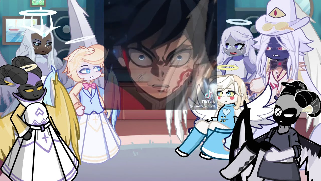 Hazbin Hotel Angels react to Giyuu | Demon Slayer | Lucifer | Gacha life 2