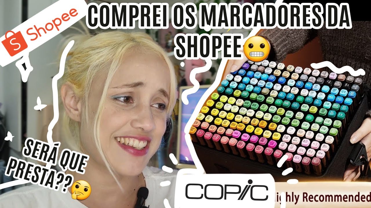 TESTEI MARCADORES DA CHINA 😬 CANETA COPIC?  DA SHOPEE 😬 I✨️ Review completo!! #shopee