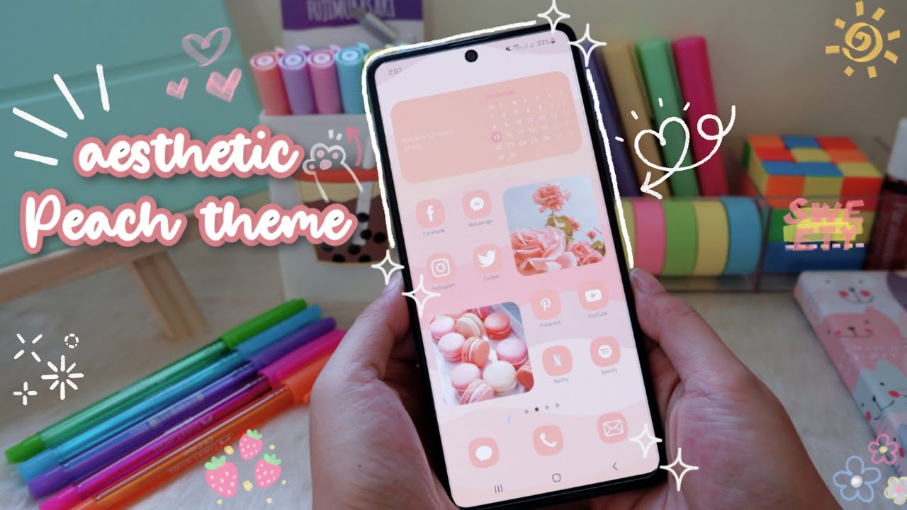 how to make your phone aesthetic ✨️ aesthetic peach theme 🍑