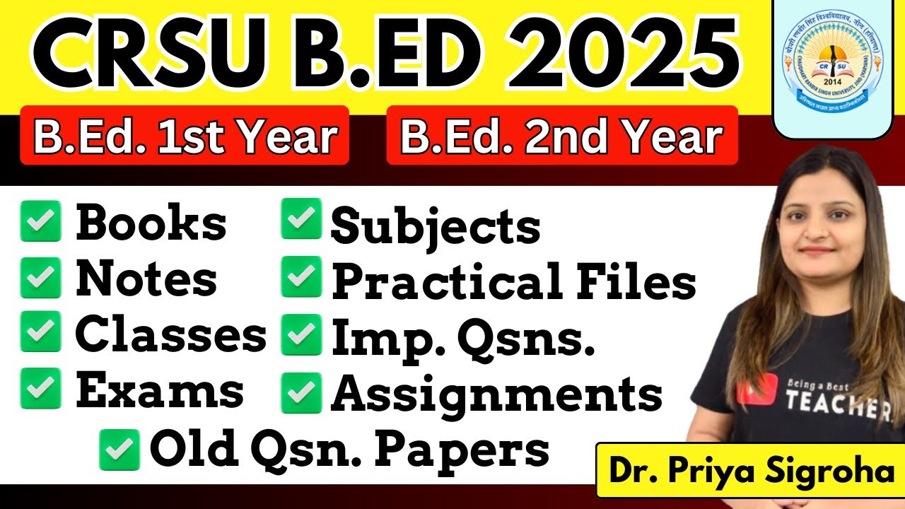 CRSU B.ED. 1st Year & 2nd Year- Books, Previous Question Papers, Notes & Classes | Exams Preparation