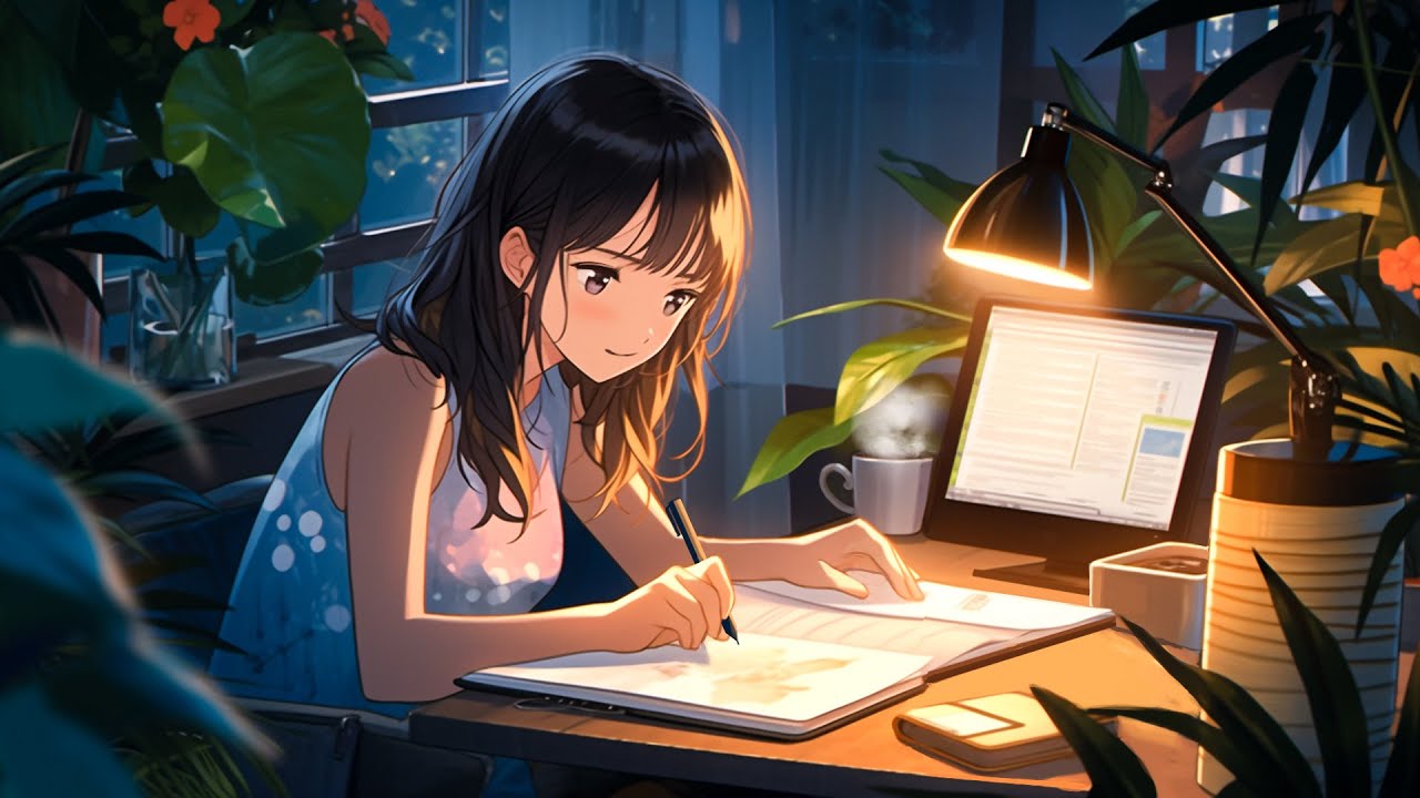 Lofi Chill Beats for Study & Journaling 🌙 Night Vibes with Plants & Soft Desk Light