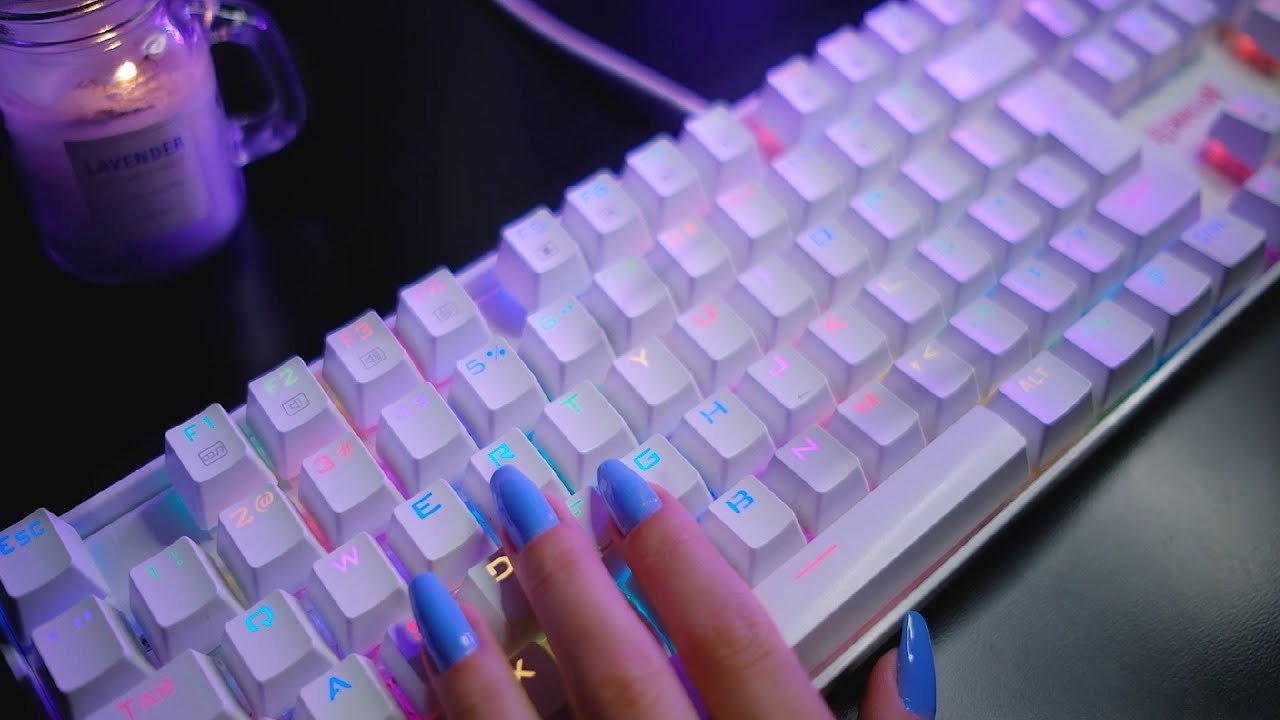 ASMR - DIGITANDO NO TECLADO MEC&Acirc;NICO com luzes relaxantes ✨
