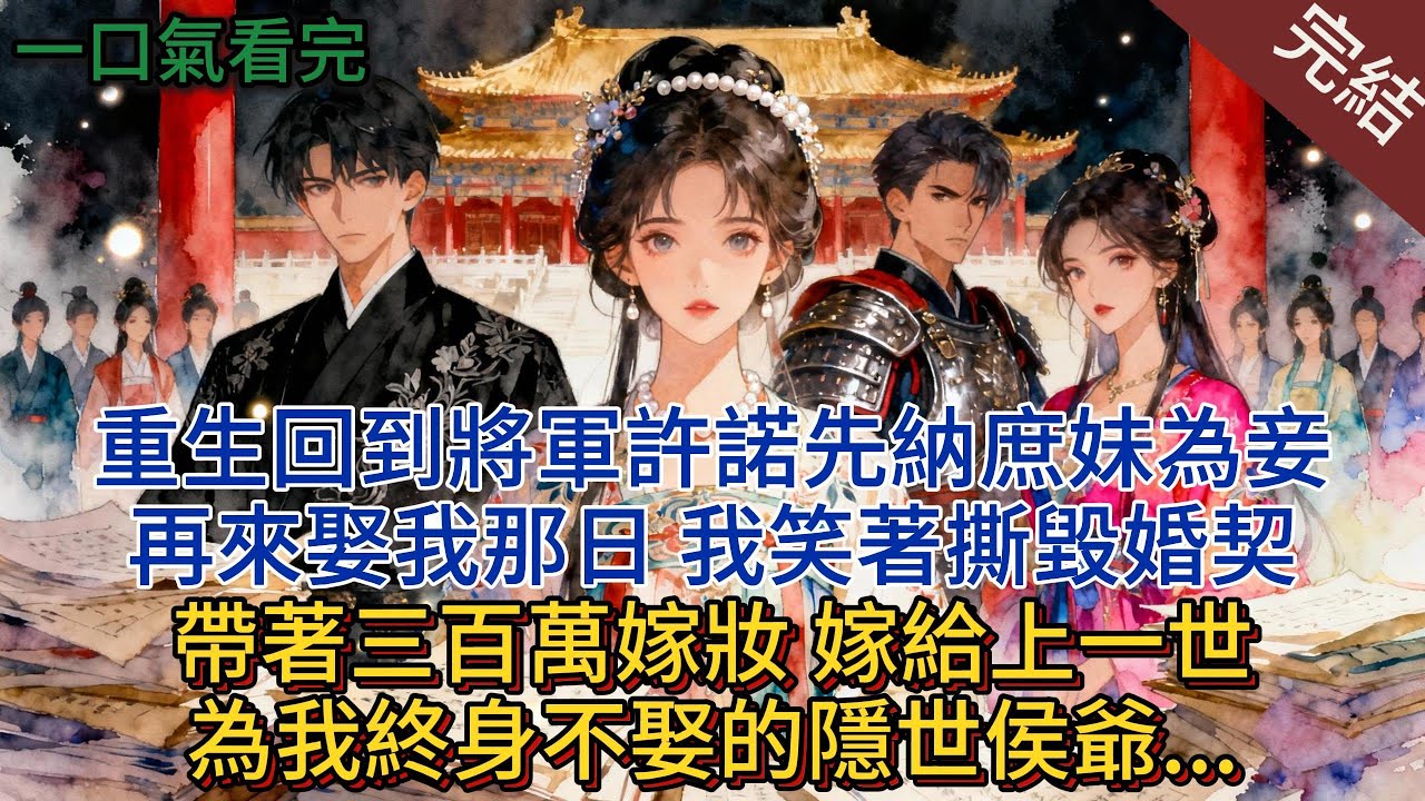 重生回到將軍許諾先納庶妹為妾再來娶我那日，我笑著撕毀婚契 帶著三百萬嫁妝 ，嫁給上一世為我終身不娶的隱世侯爺...#小说 #小说推荐 #完結 #爽文 #一口氣看完 #古言