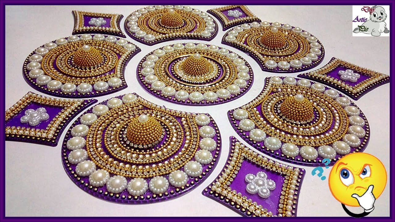 Make a Wall Diy with Kundan Rangoli || Kundan Rangoli Design || Kundan Rangoli Making | Alpana | Diy