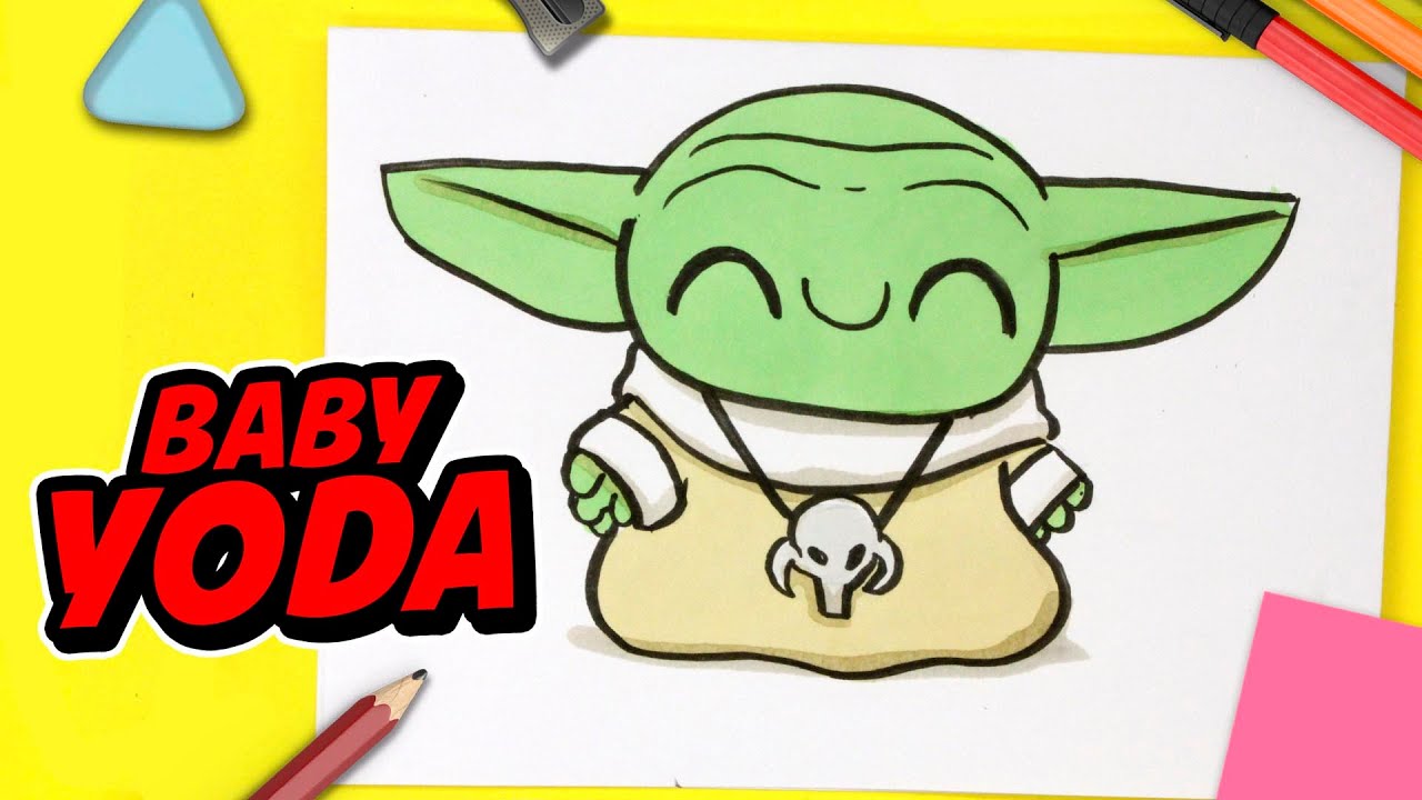COMO DIBUJAR A BABY YODA KAWAII 💚 Dibujos faciles kawaii 💚 Aprende a dibujar con Jape