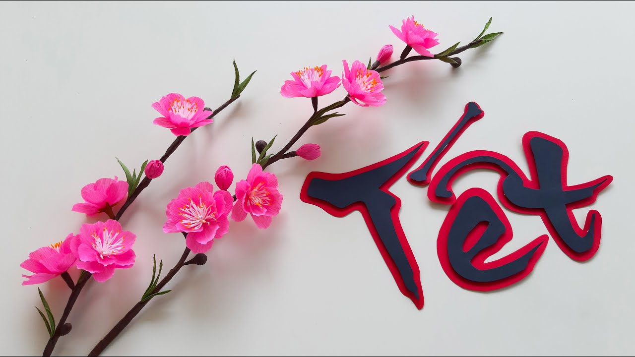 Cách Làm Hoa Đào Bằng Giấy Nhún / Paper Flower / Góc nhỏ Handmade