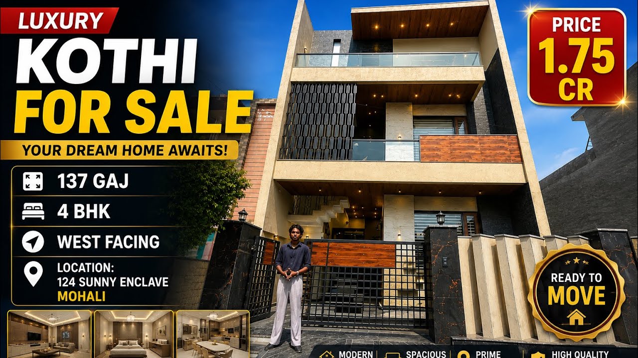 137 Gaj Luxury 4BHK Kothi for Sale | West Facing | Sunny Enclave, Mohali | ₹1.75 Cr