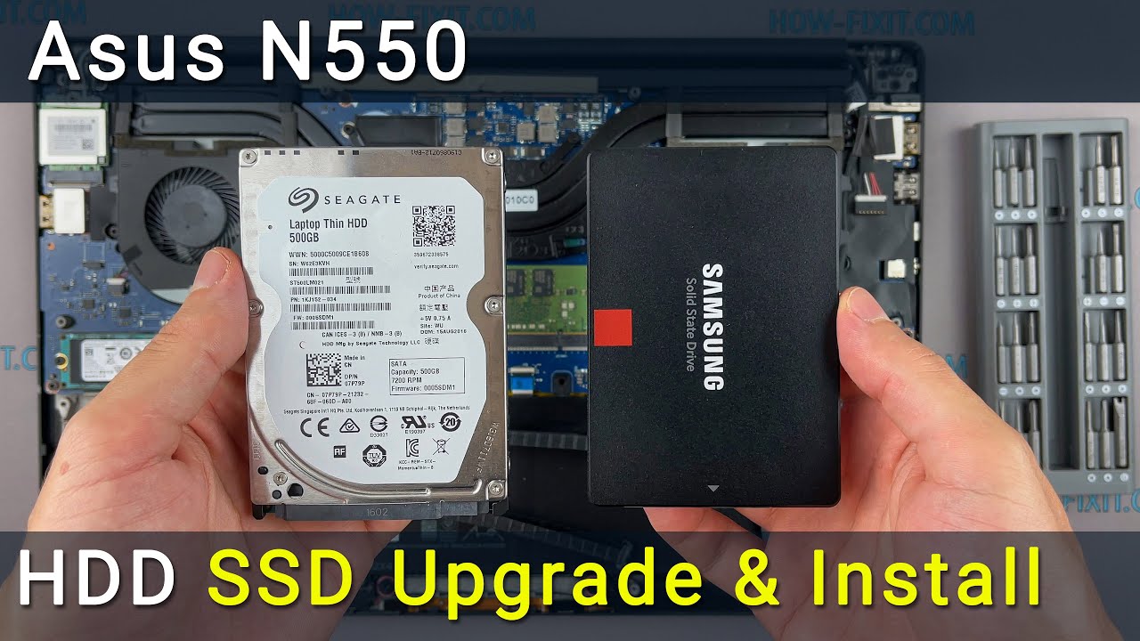 Замена и установка SSD или жестки диск в ноутбук Asus N550