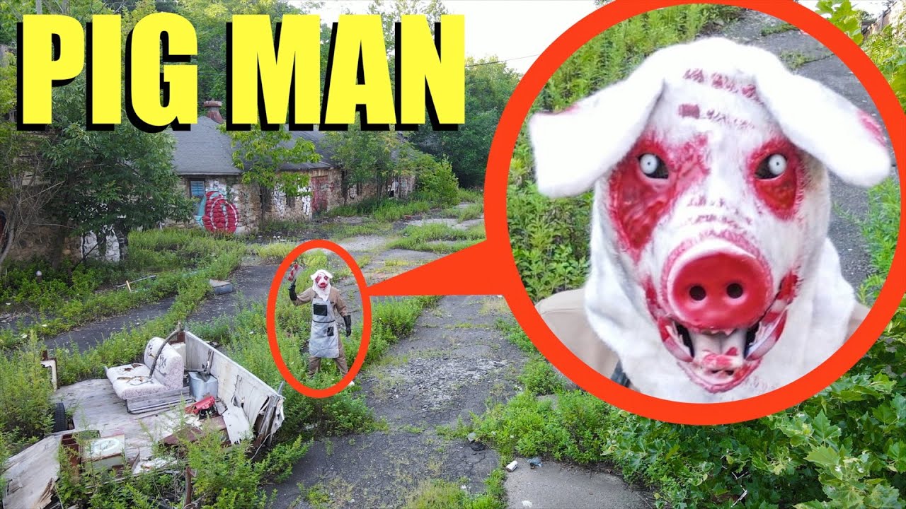 drone catches Pig Saw Demon at this Haunted Abandoned Ghost Town  (we found him)