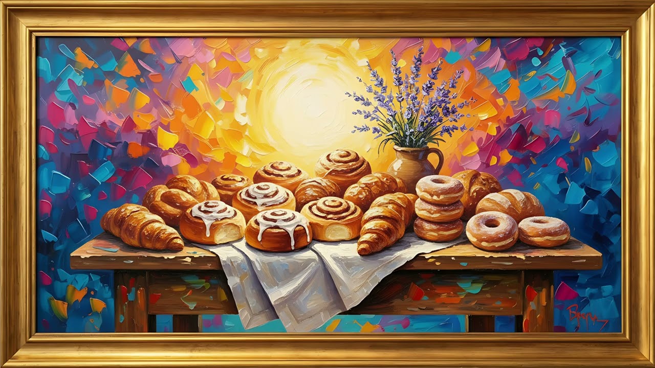 Bakery & Afternoon Tea | Gold Frame TV Art | Cozy Kitchen Food Still Life Screensaver - 2 Scenes