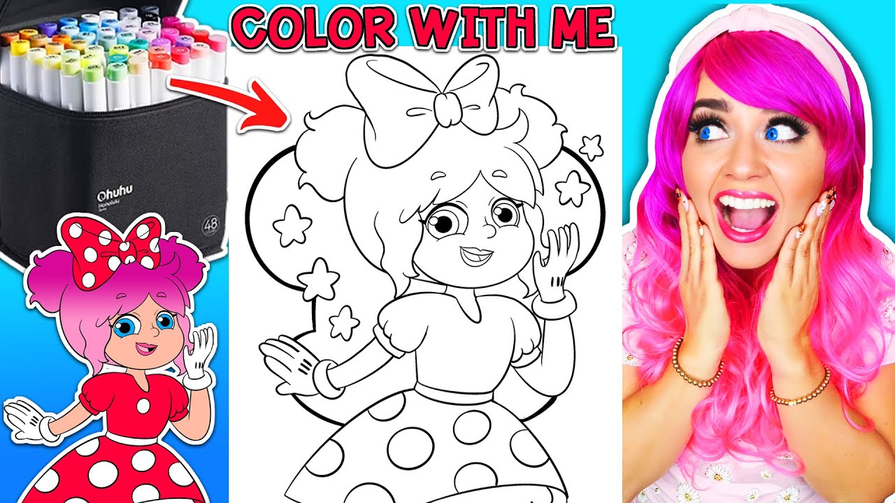 Color Kimmi as Minnie Mouse | Kimmi The Clown Let's Dress Up! Coloring Book | COLOR ALONG WITH KIMMI