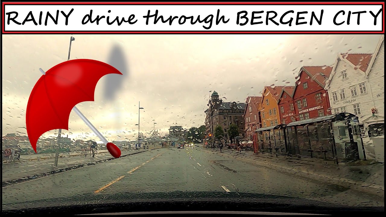 Driving through BERGEN CITY in RAIN
