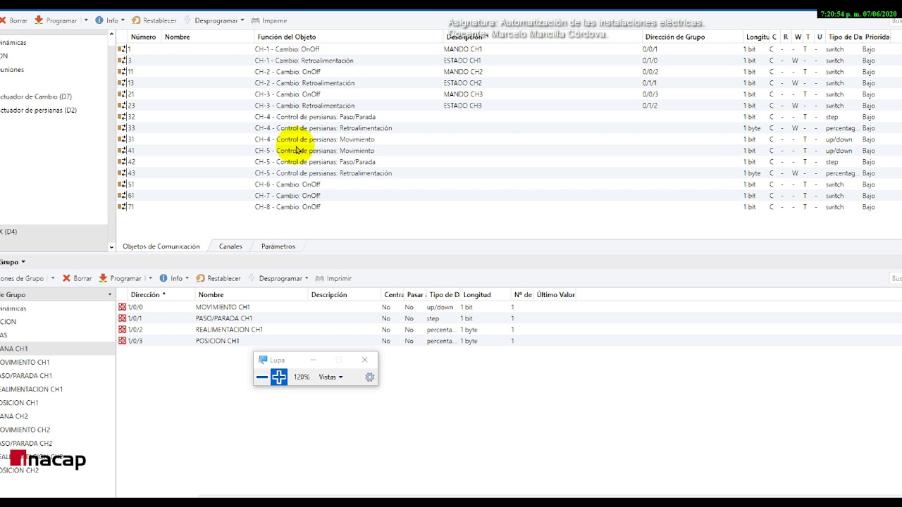 Virtual KNX Configuración persiana. Asignatura Automatización de las instalaciones eléctricas.