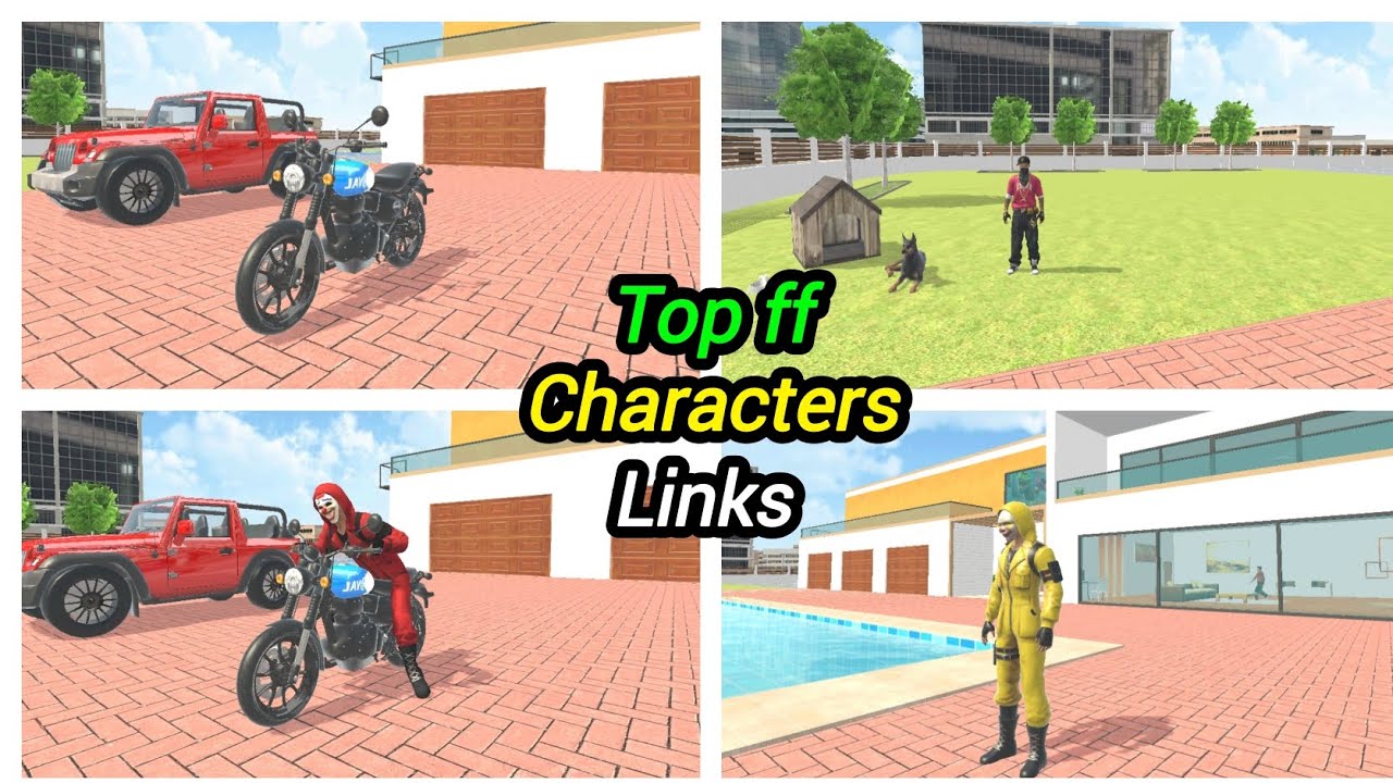 Top Free fire characters 😎 links and special character indian theft Auto simulator game