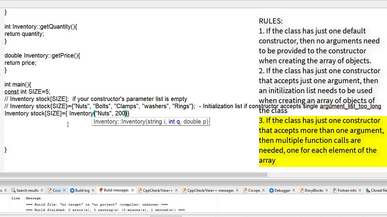 Creating an Array of Objects of Class