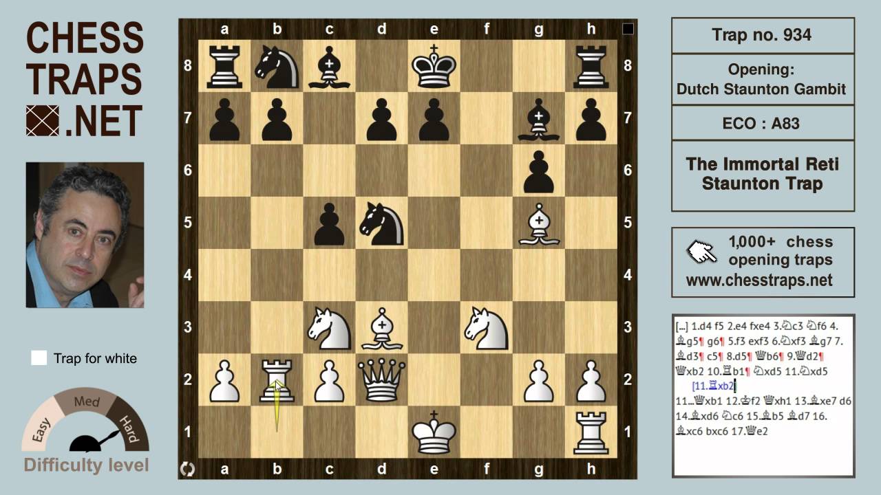 Dutch Staunton Gambit - The Immortal Reti Staunton Trap (trap no. 934)