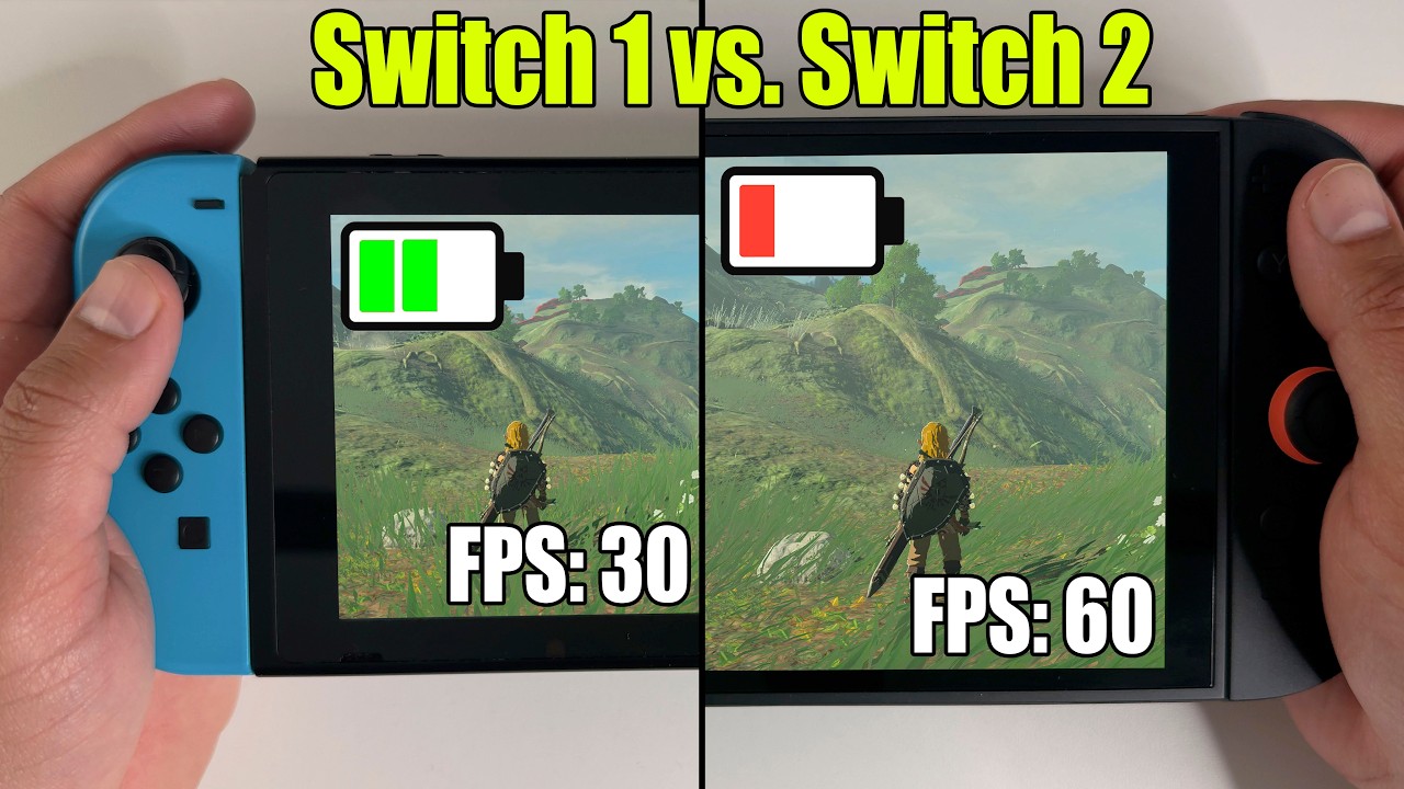 Nintendo Switch 1 против 2 | Zelda TOTK: полный технический обзор времени работы от батареи, загр...
