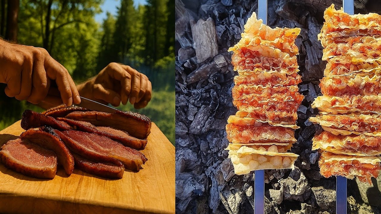 Cooking steak and kebab rolls in the original style - In Nature
