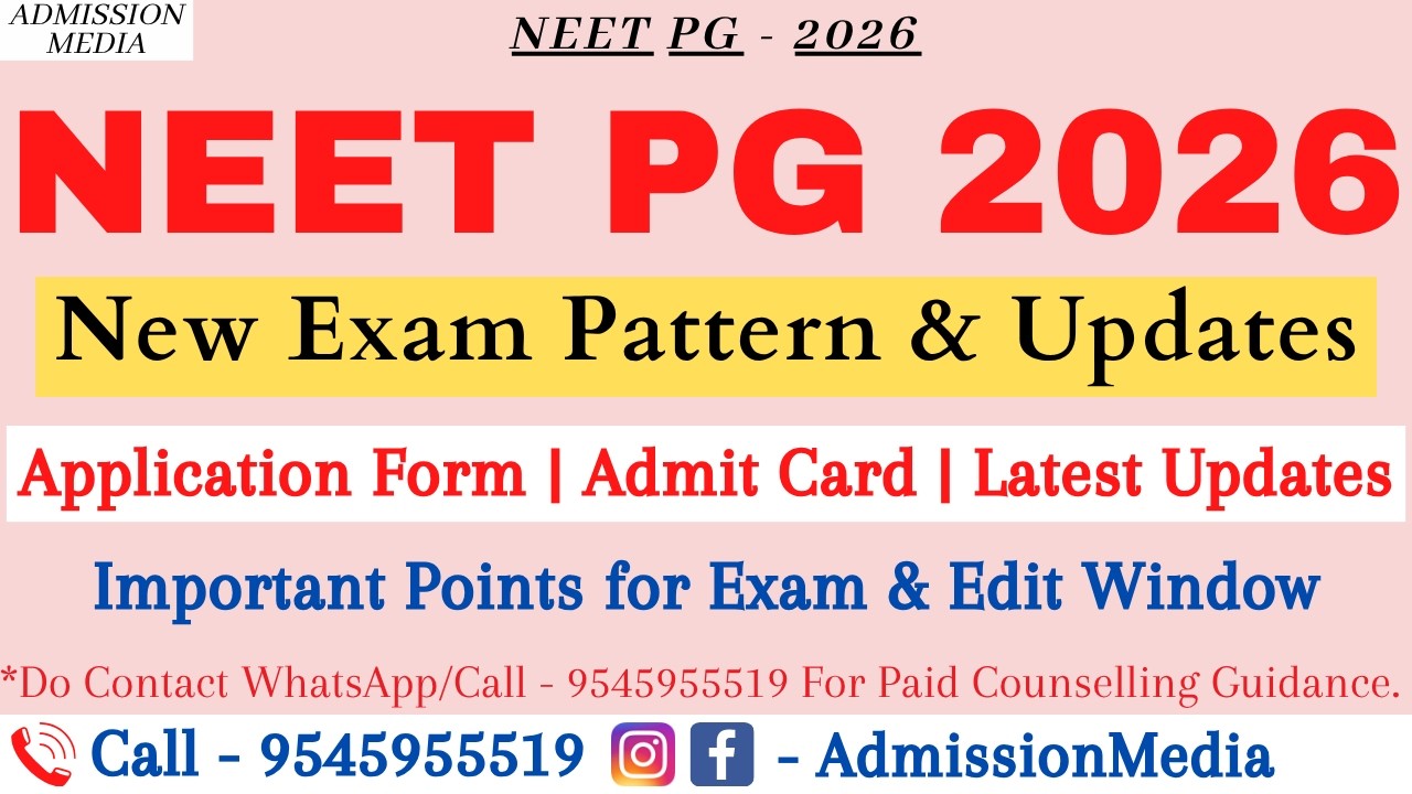 NEET PG 2026 | New Exam Pattern | Application Form | Edit Window | Admit Card | Exam Pattern 