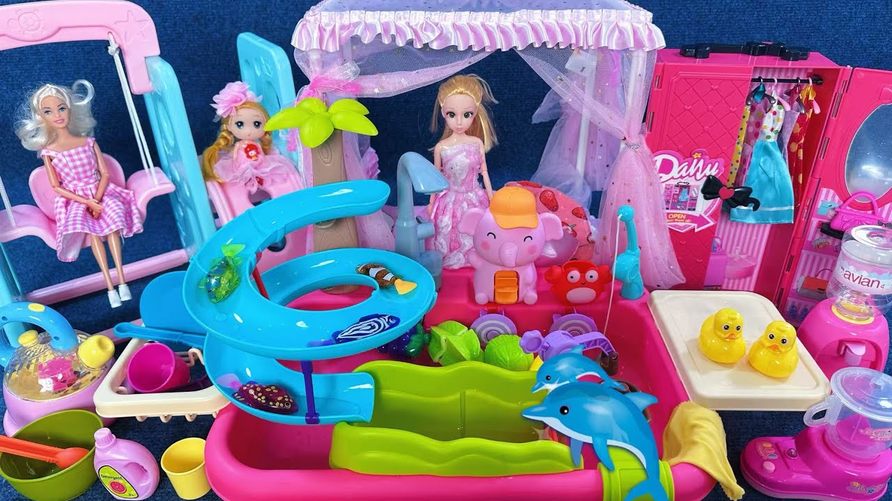 13 Minutes Satisfying with Unboxing Cute Princess Bed and Swing Slide Playset ASMR | Review Toys
