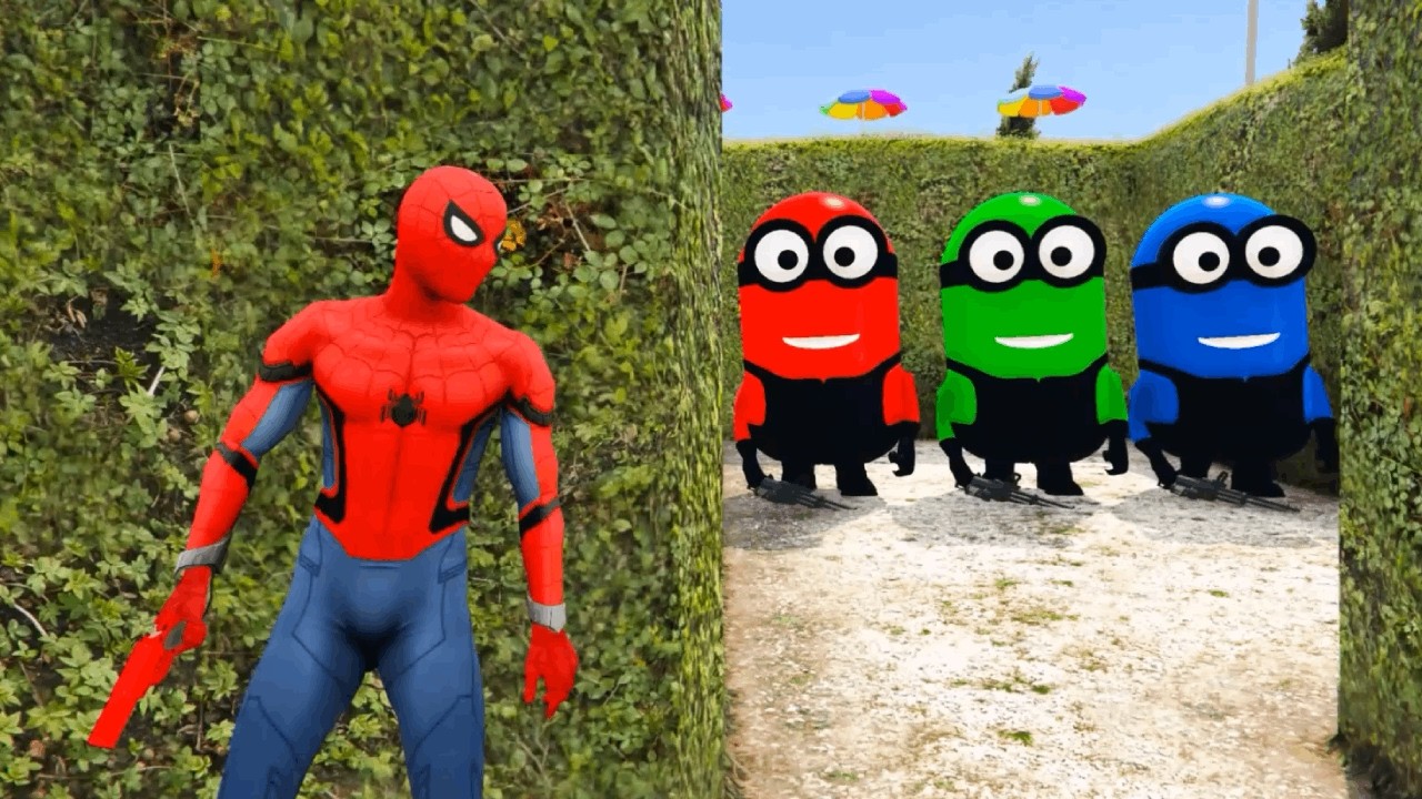 GTA 5 Epic Ragdolls RED SPIDERMAN VS RED MINION VS GREEN MINIONEuphoria Physics & Funny Fails #live