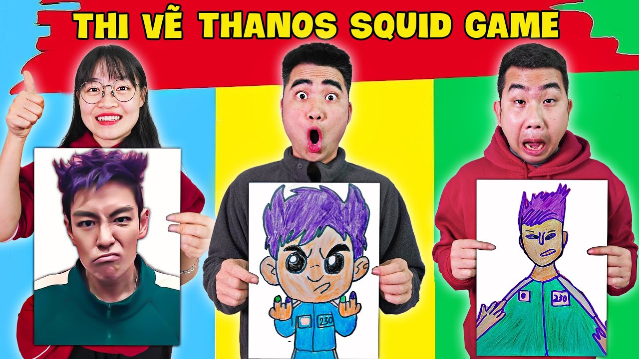 Gấu Đỏ TV - Thi Vẽ Thanos Squid Game, Thi Vẽ Baby Threee Và Thi Vẽ Nhím Sonic Sonic- Ai vẽ Đẹp Nhất
