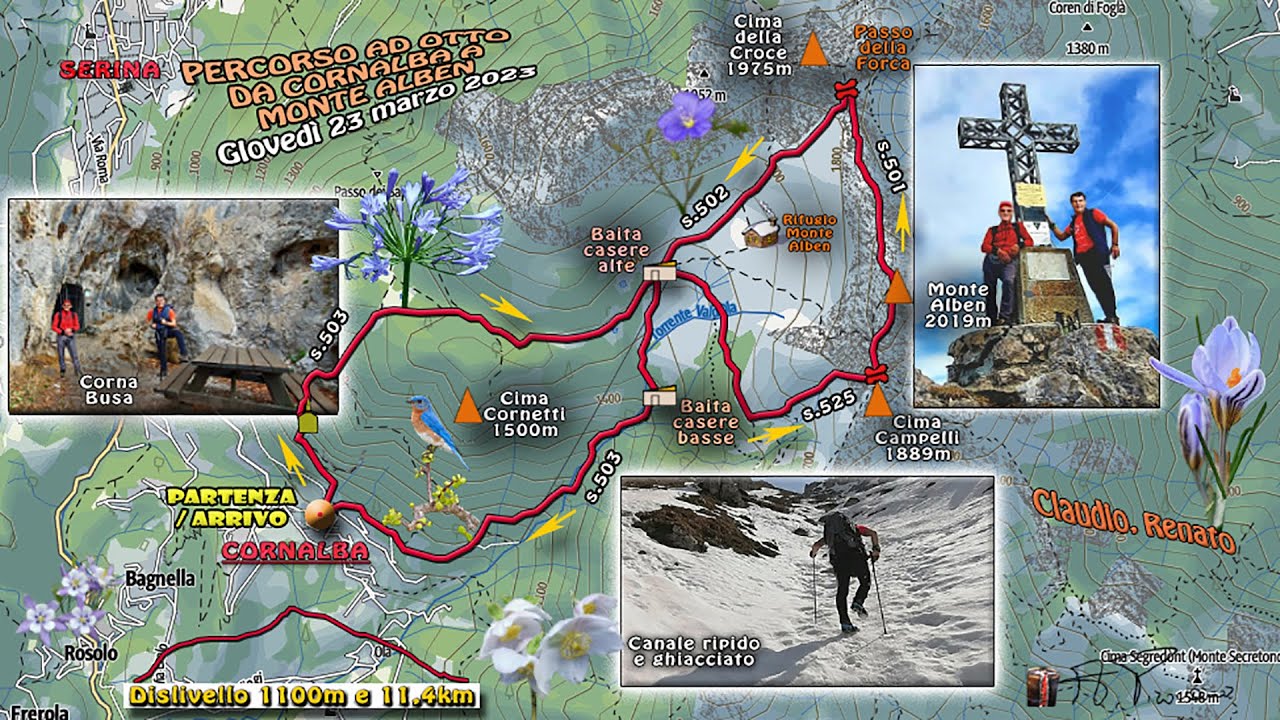10/'23 - Percorso ad otto da Cornalba al monte Alben (marzo 2023)
