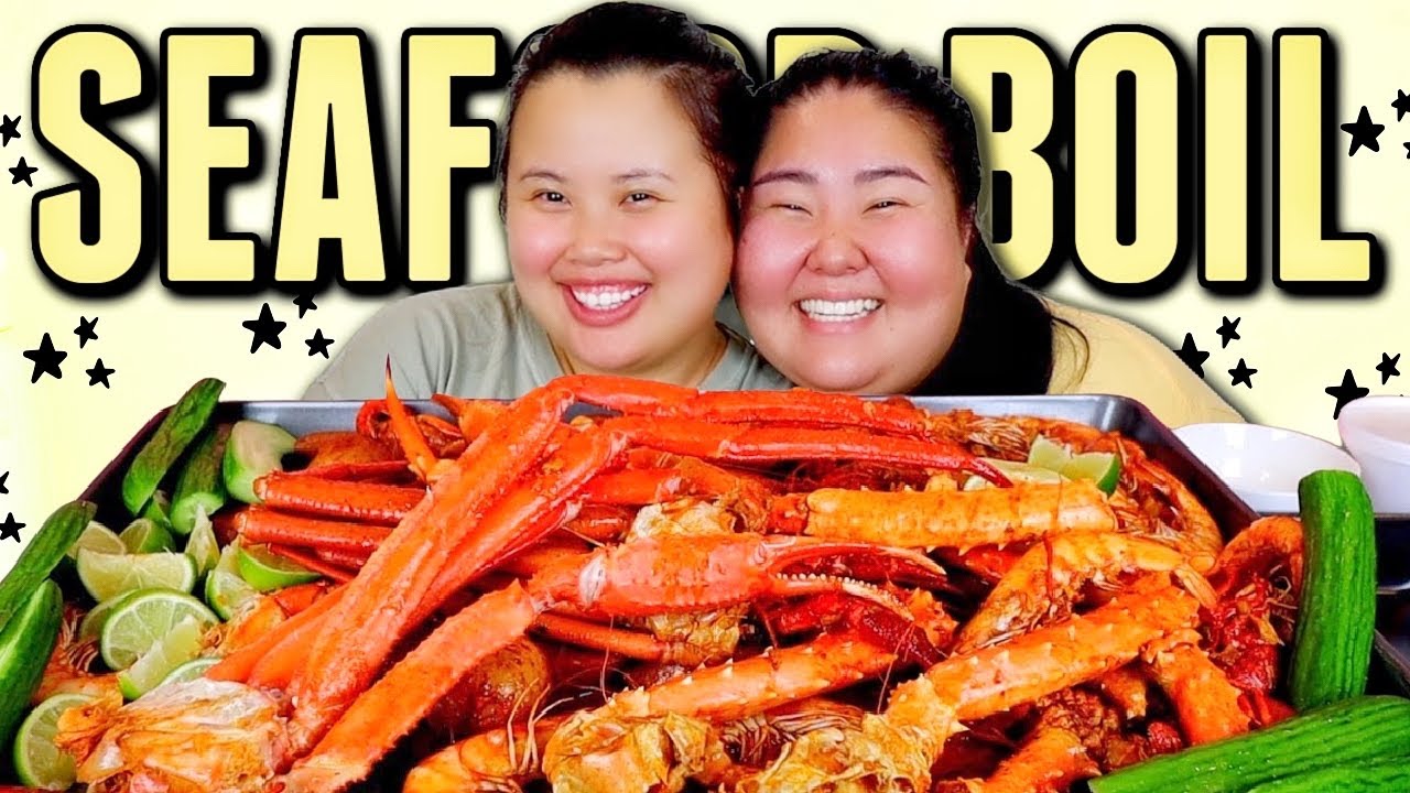 KING CRAB LEGS + GIANT SHRIMP + CRAWFISH + SNOW CRAB LEGS SEAFOOD BOIL MUKBANG 먹방 EATING SHOW!