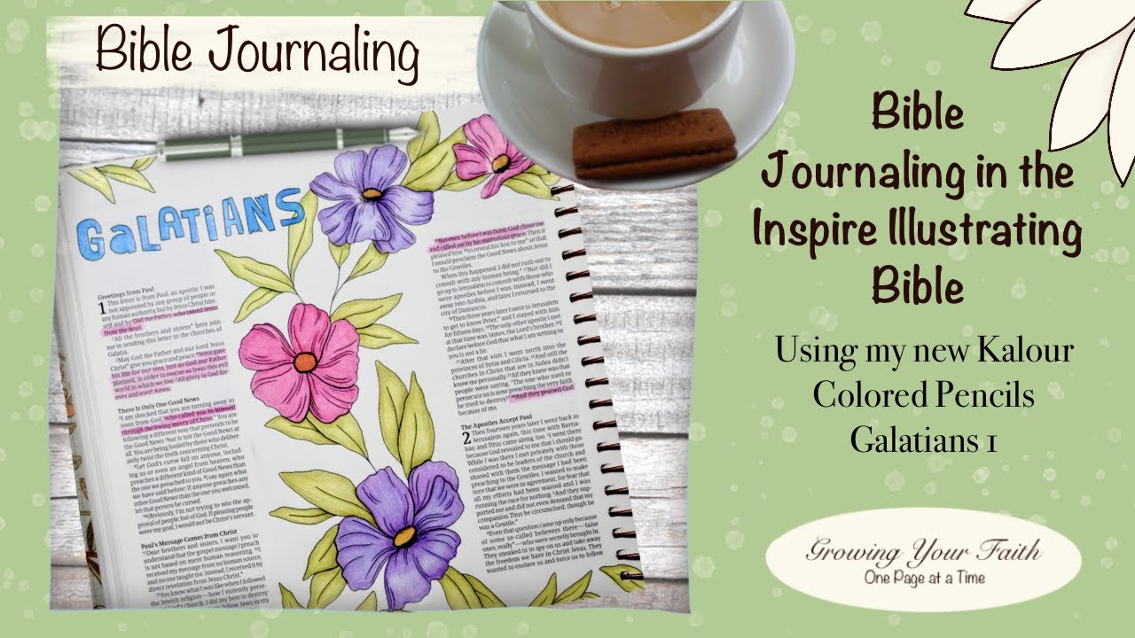 Inspire Bible Coloring | Kalour Color Pencils | Galatians 1 Reading | Bible Journal with Me