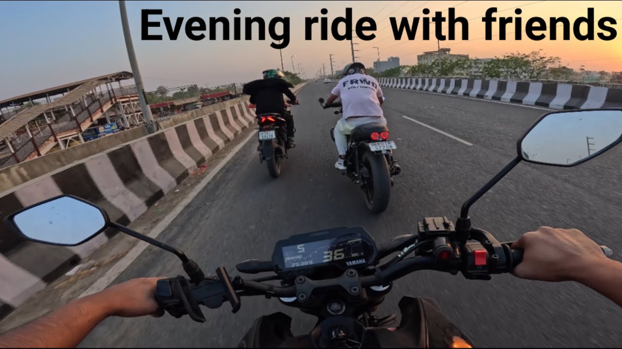  Mt-15 n-160 and hunter 350 Evening ride with friends. 
