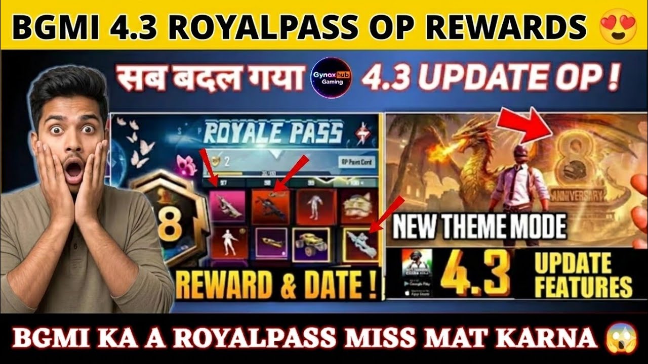 BGMI 4.3 Royal Pass 🔥 Sabse OP Rewards | 4.3 Update Full Details 😱 #bgmi #royalpass #bgmiupdate