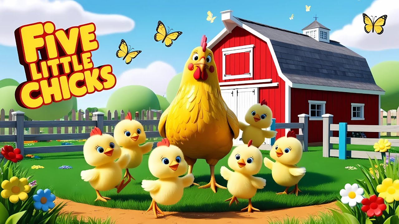 Five Little Chicks 🐤 | Fun Kids Nursery Rhyme | Mama Hen&rsquo;s Barnyard Adventure!