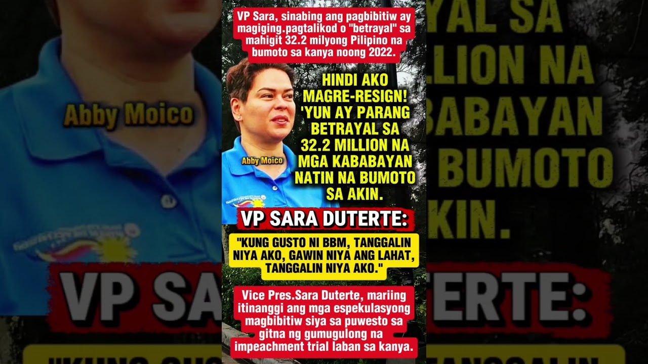 VP SARA: HINDI AKO MAGRE-RESIGN! #shorts