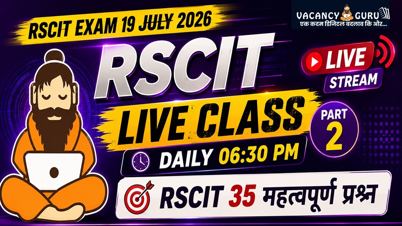 RSCIT Live Class 02 RSCIT Exam Important Questions 2026 RSCIT Computer Course RSCIT Exam 19 July 26