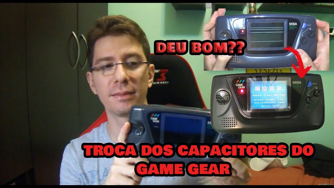 Recuperando um Game Gear / troca capacitores e teste de adaptador master gear